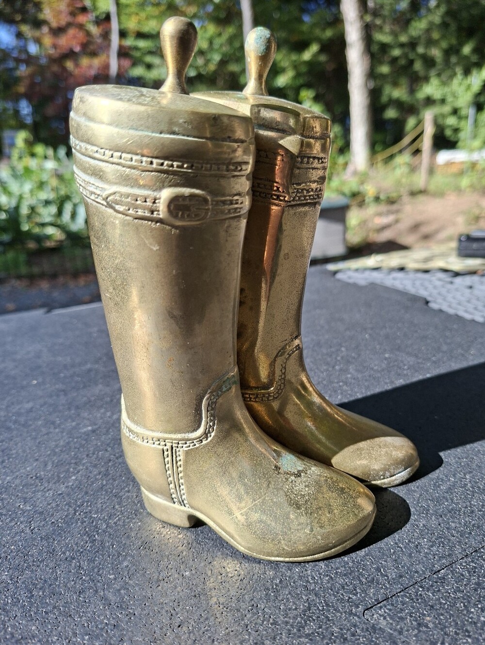 Vintage Brass Cowboy Riding Boots Equestrian Western Bookends Ralph Lauren Style - Picture 4 of 14